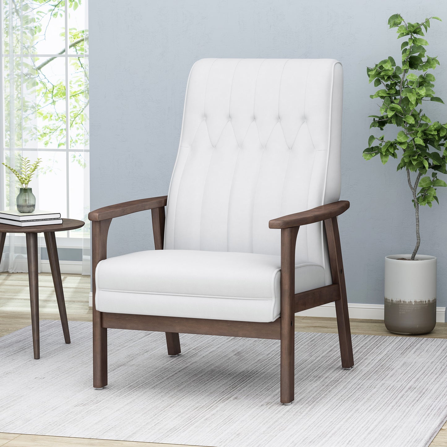 Katharine Mid-Century Faux Leather Modern Accent Chair