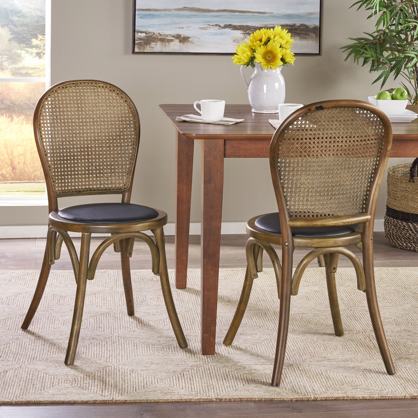Emerys Wooden Cane Back Dining Chair (Set of 2)