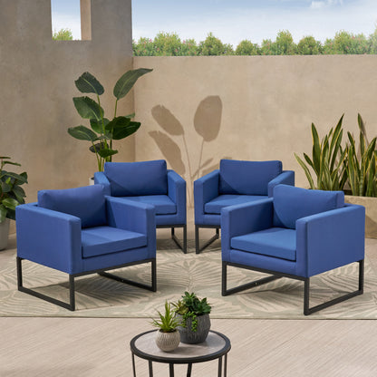 Jacqueline Modern Outdoor Upholstered Club Chair (Set of 4)