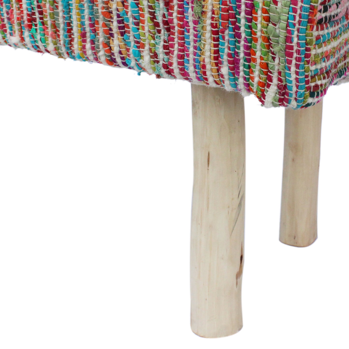 Carrera Handcrafted Boho Rectangular Wool & Fabric Bench