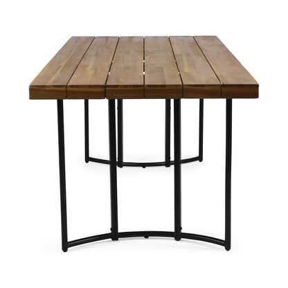 Serena Outdoor Modern Industrial Acacia Wood Dining Table