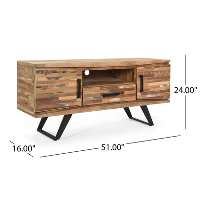 Alithea Handcrafted Boho Reclaimed Wood TV Stand