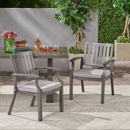 Zoey Outdoor Modern Aluminum Dining Chair With Cushion (Set of 2)