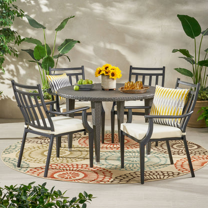 Olive Outdoor 5 Piece Dining Set with Wicker Table