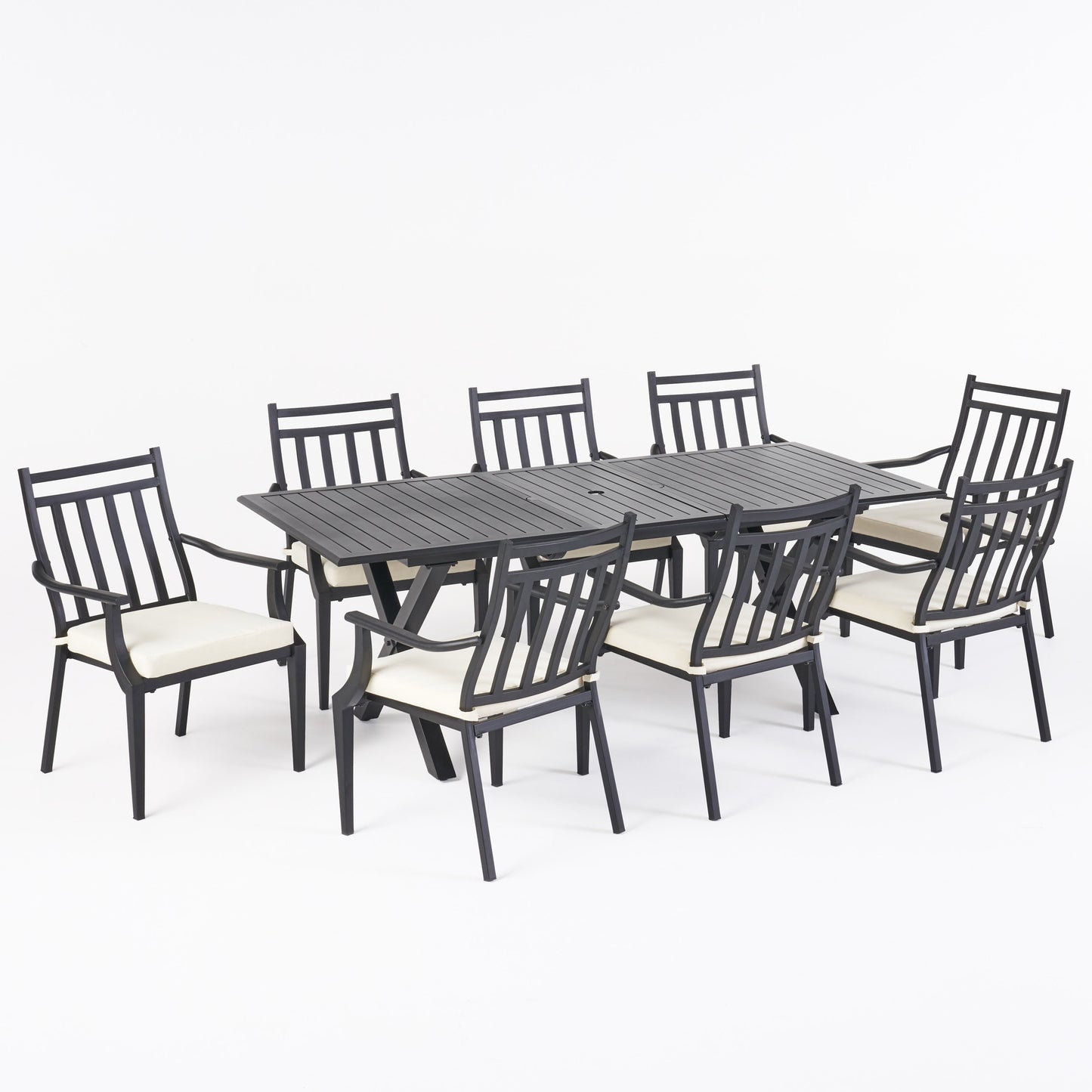 Olive Outdoor 9 Piece Dining Set with Expandable Table