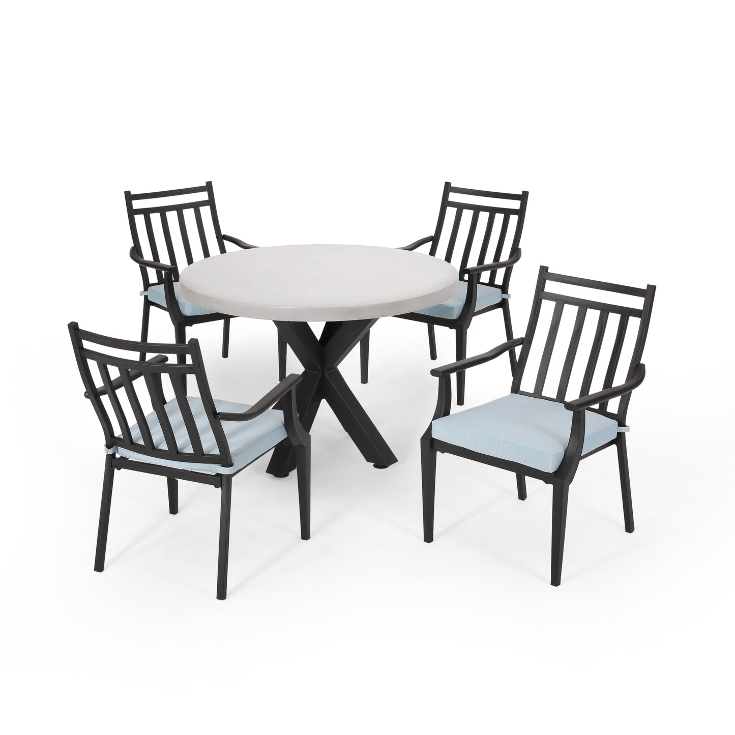 Olive Outdoor 5 Piece Dining Set with Light Weight Concrete Table