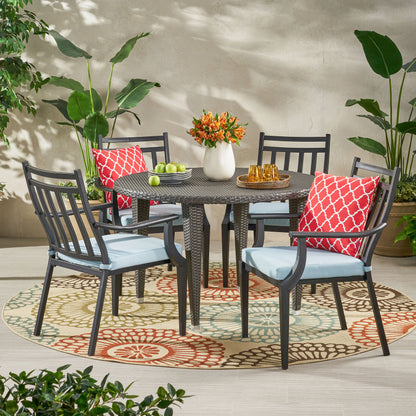Olive Outdoor 5 Piece Dining Set with Wicker Table