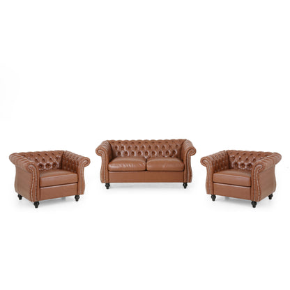 Madelena Traditional Chesterfield Loveseat and Club Chair Set