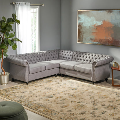 Rebecca 5 Seater Tufted Fabric Chesterfield Sectional