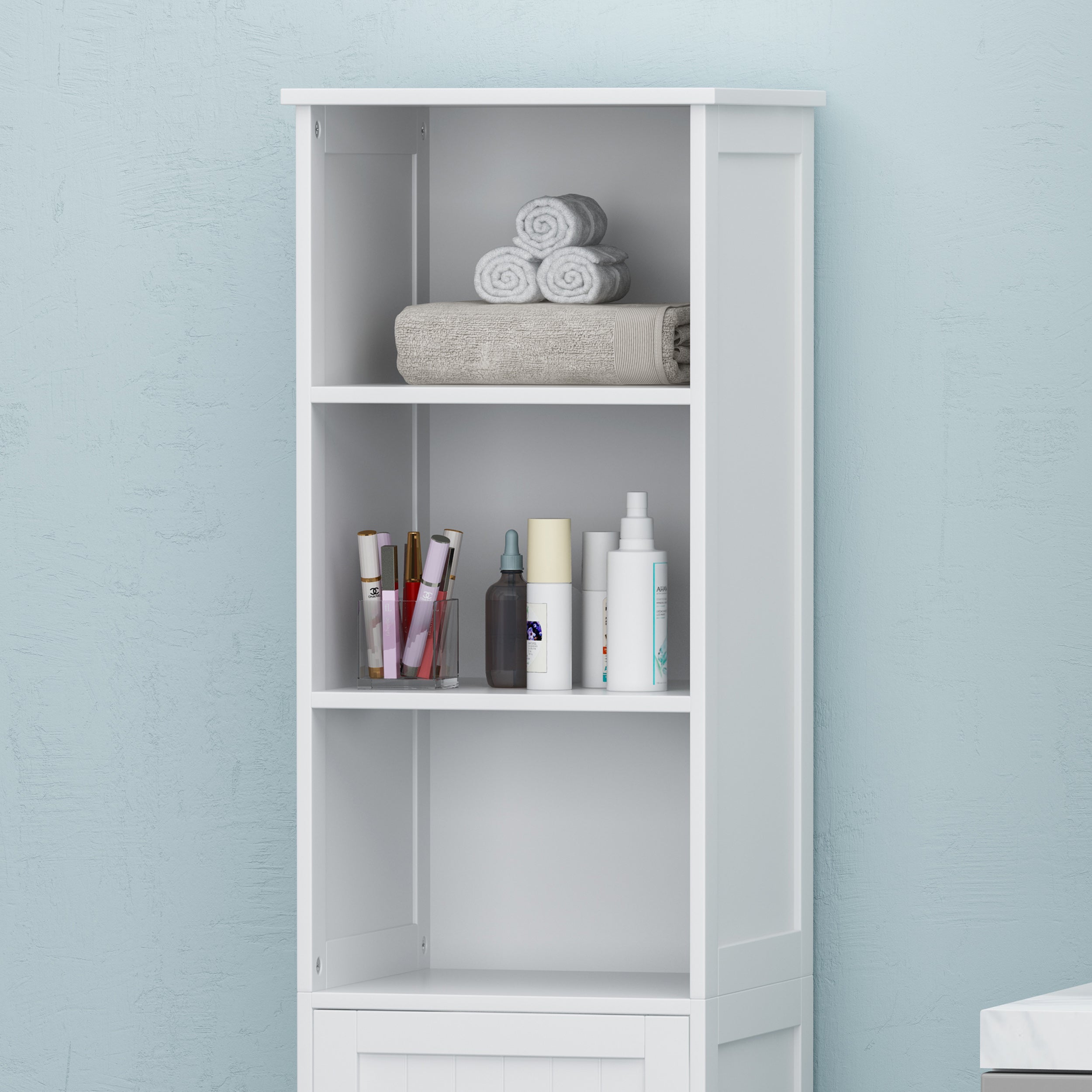 Bakari Contemporary Free Standing Linen Tower Storage Bathroom Cabinet ...