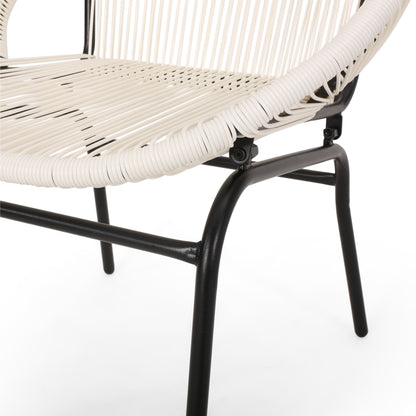 Maud Outdoor Modern 2 Seater Faux Rattan Chat Set