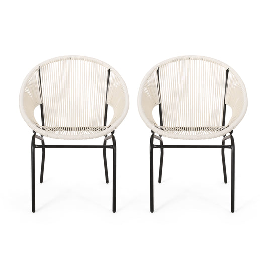 Modesty Outdoor Modern Faux Rattan Club Chair (Set of 2)