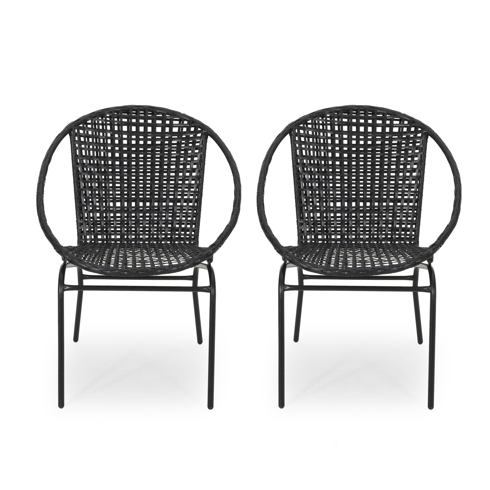 German Outdoor Modern Faux Rattan Club Chair (Set of 2) – GDFStudio