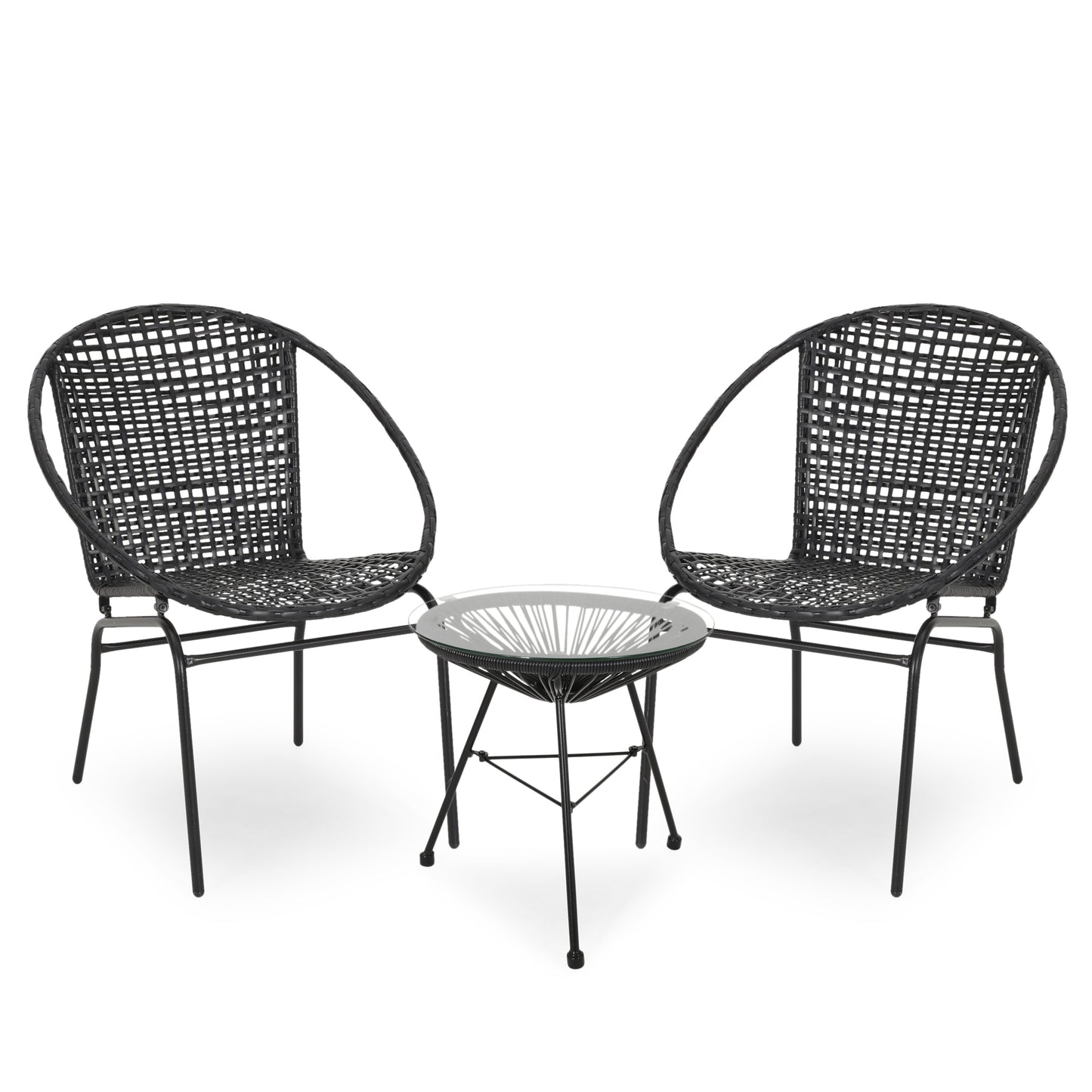 German Outdoor Modern 2 Seater Faux Rattan Chat Set
