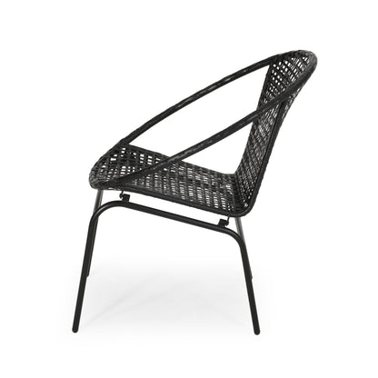 German Outdoor Modern Faux Rattan Club Chair (Set of 2)