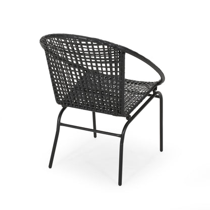 German Outdoor Modern Faux Rattan Club Chair (Set of 2)