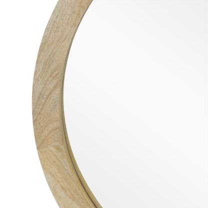 Heather Modern Round Mirror with Mango Wood Frame