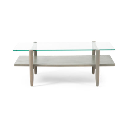Janitza Acacia Wood Coffee Table with Tempered Glass Top