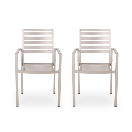 Cherie Outdoor Modern Aluminum Dining Chair (Set of 2)