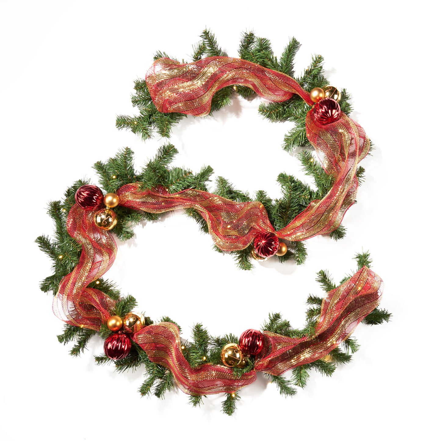 9-foot Noble Fir Pre-Lit Warm White LED Pre-Decorated Artificial Christmas Garland