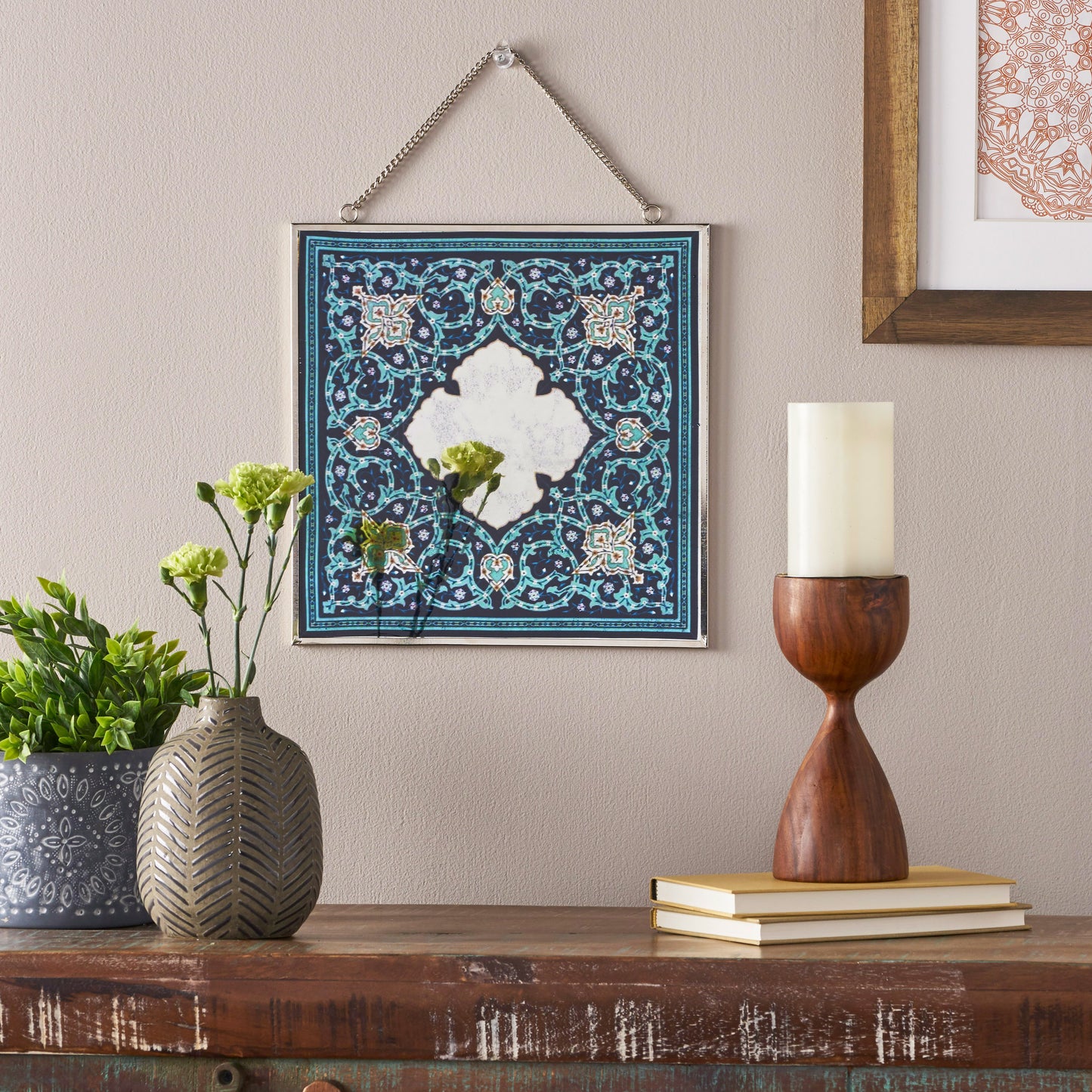 Marjorie Oriental Tempered Glass Wall Accessory