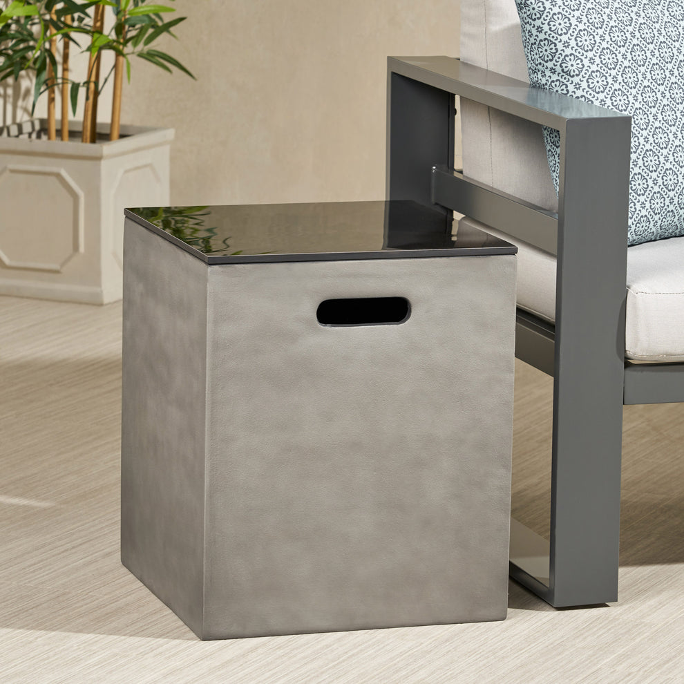 Marvel Side Table Marvel Outdoor Modern Tank Holder Side Table – GDFStudio
