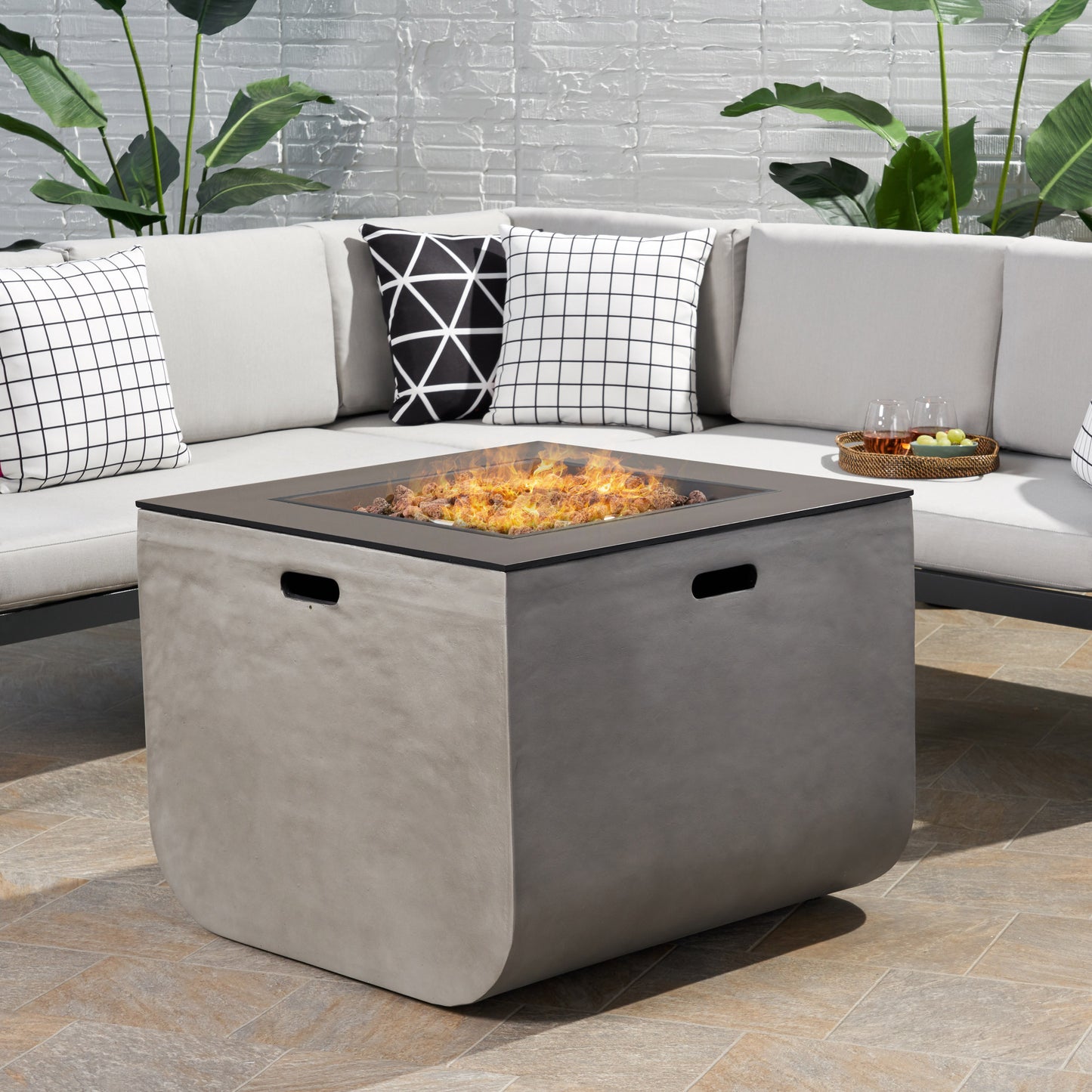 Laini Outdoor Modern 30-Inch Square Fire Pit