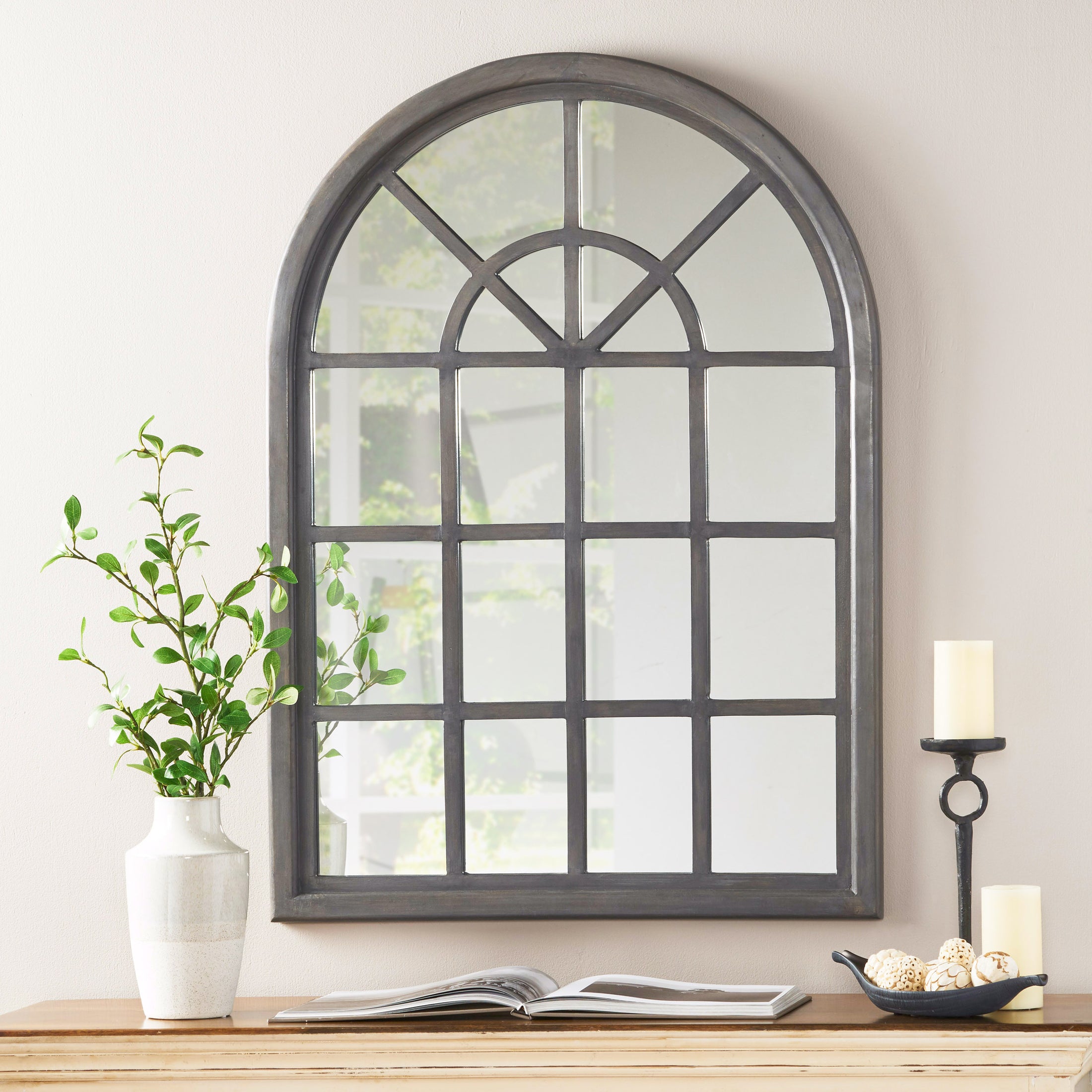 Sebastiane Traditional Arched Windowpane Mirror – GDFStudio