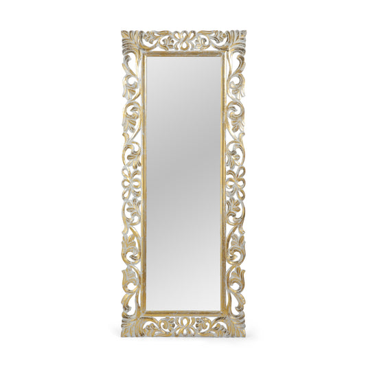 Sarah Traditional Standing Mirror with Floral Carved Frame