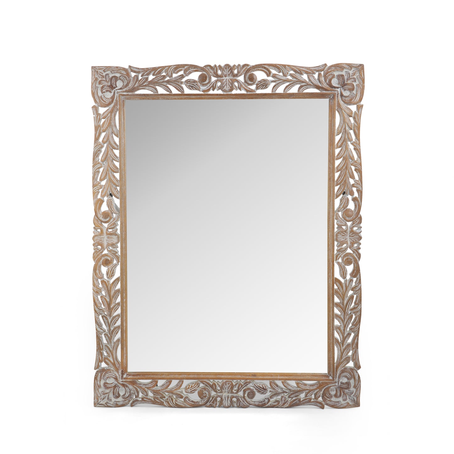 Paula Traditional Mirror with Floral Carved Frame