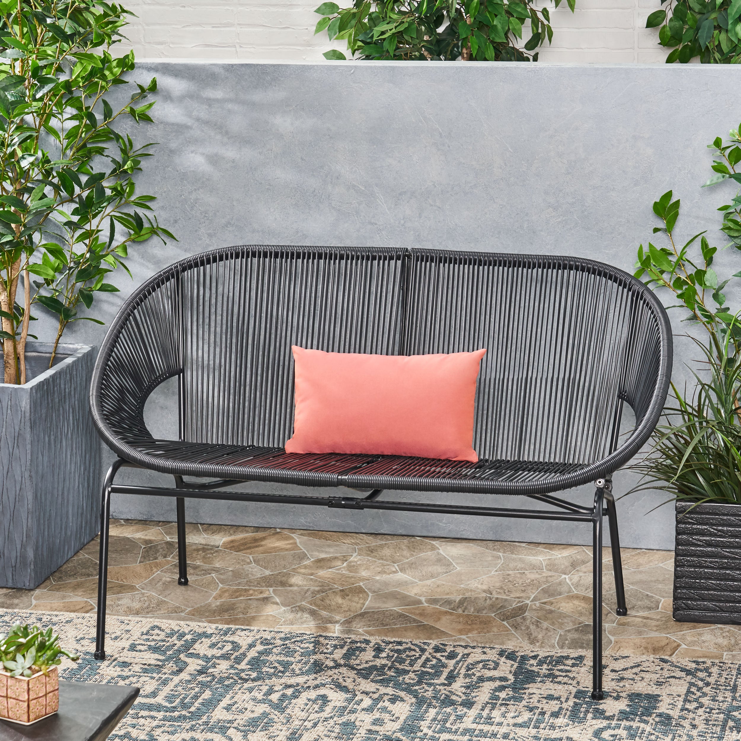 Chardean Outdoor Hammock Weave Loveseat Bench GDFStudio