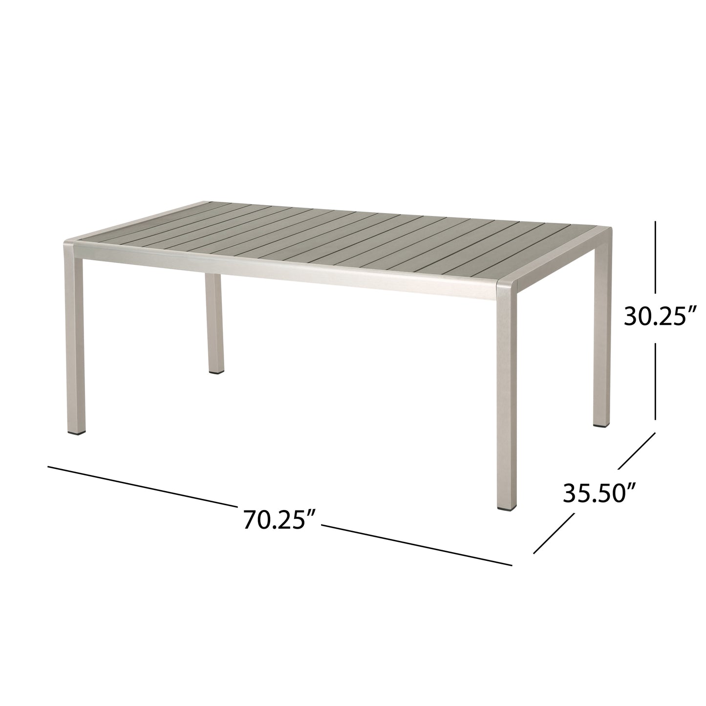 Cherie Outdoor Modern Aluminum 6 Seater Dining Set with Dining Bench