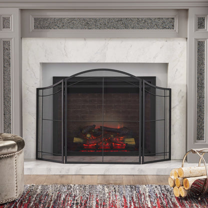 Zooey Modern Iron Folding Fireplace Screen