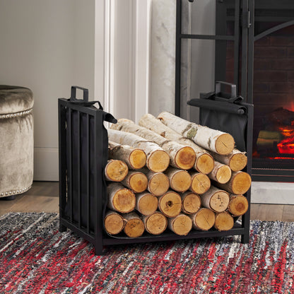 Kabria Cosada Iron and Canvas Fireplace Log Holder