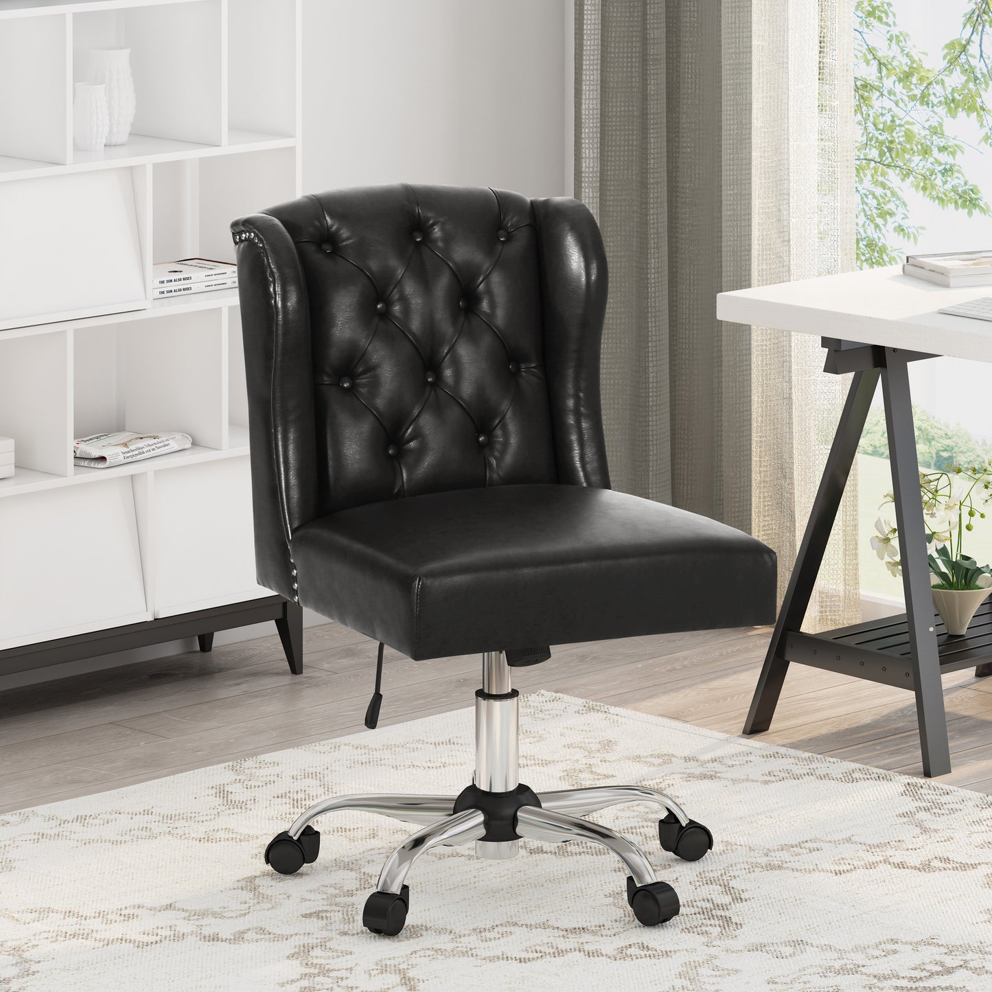 Amar Contemporary Wingback Tufted Swivel Office Chair