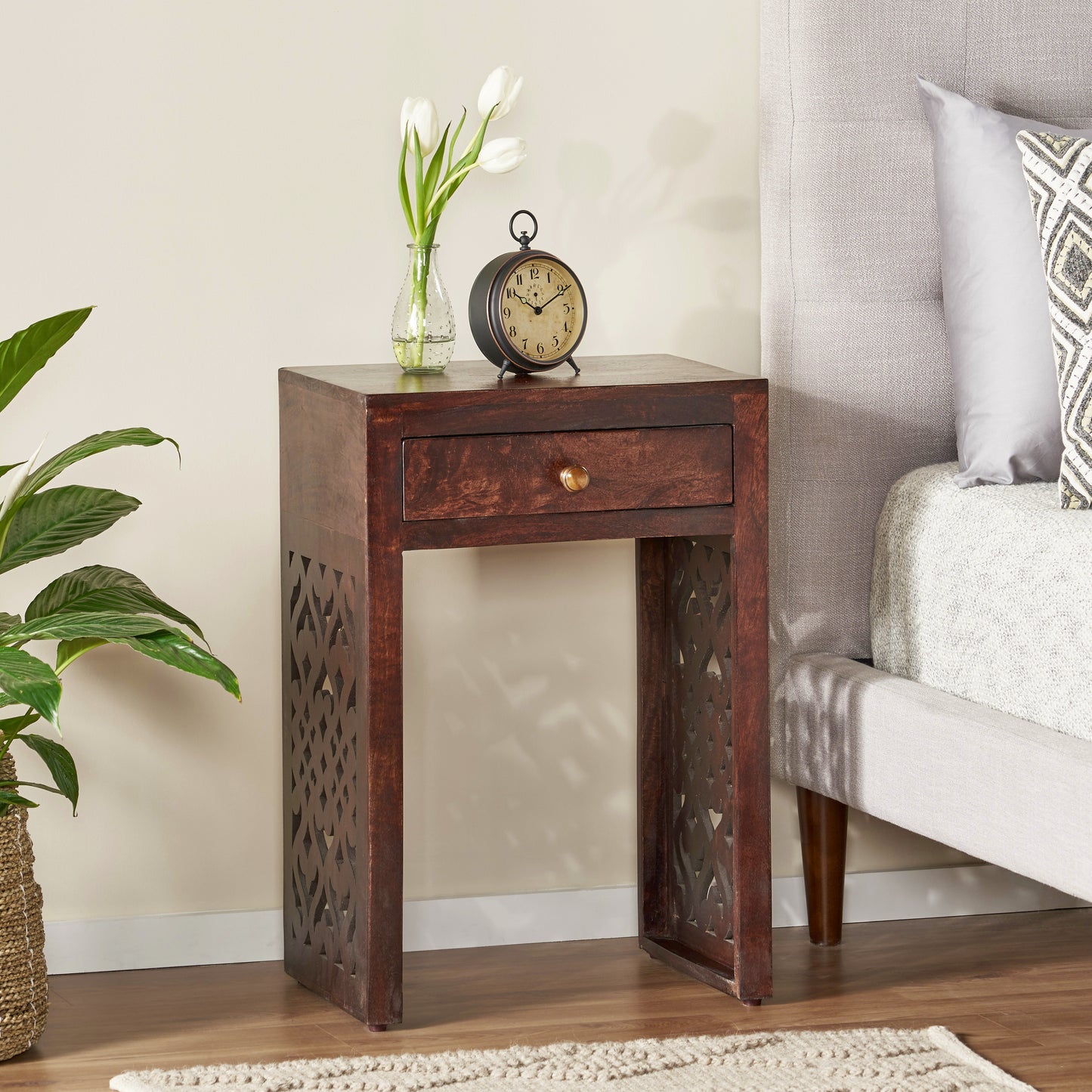 Jasia Traditional Mango Wood Bedside Table