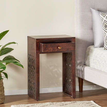 Jasia Traditional Mango Wood Bedside Table