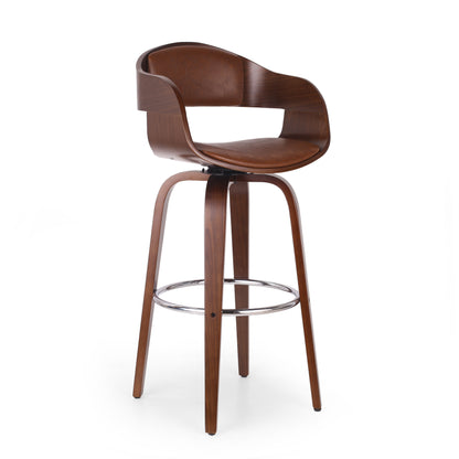 Soledad Mid-Century Modern Upholstered Swivel Barstool