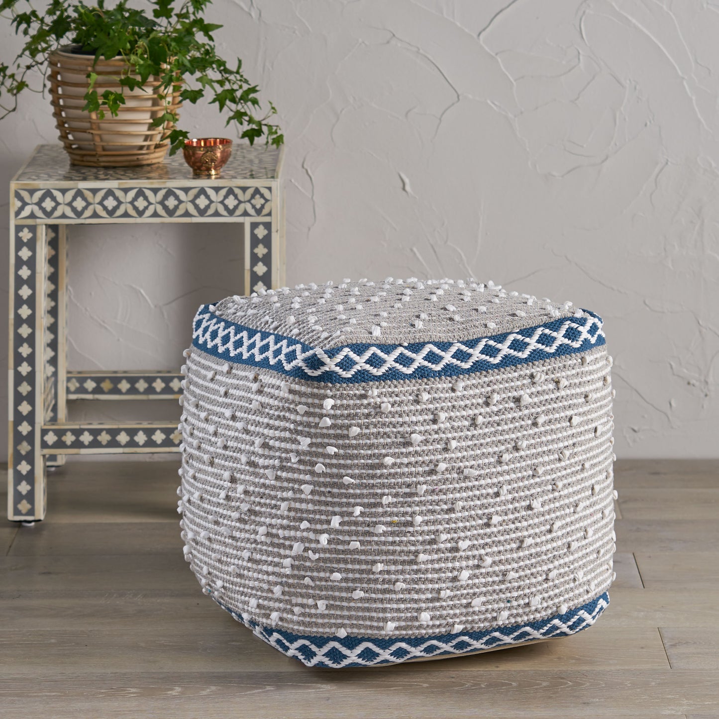Amiyrah Hand-Crafted Cotton Cube Pouf