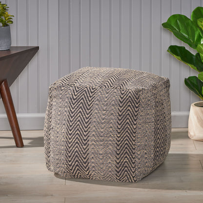 Jailyn Hand-Crafted Cotton Cube Pouf