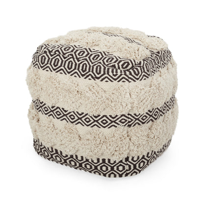 Klyn Hand Woven Fabric Cube Pouf