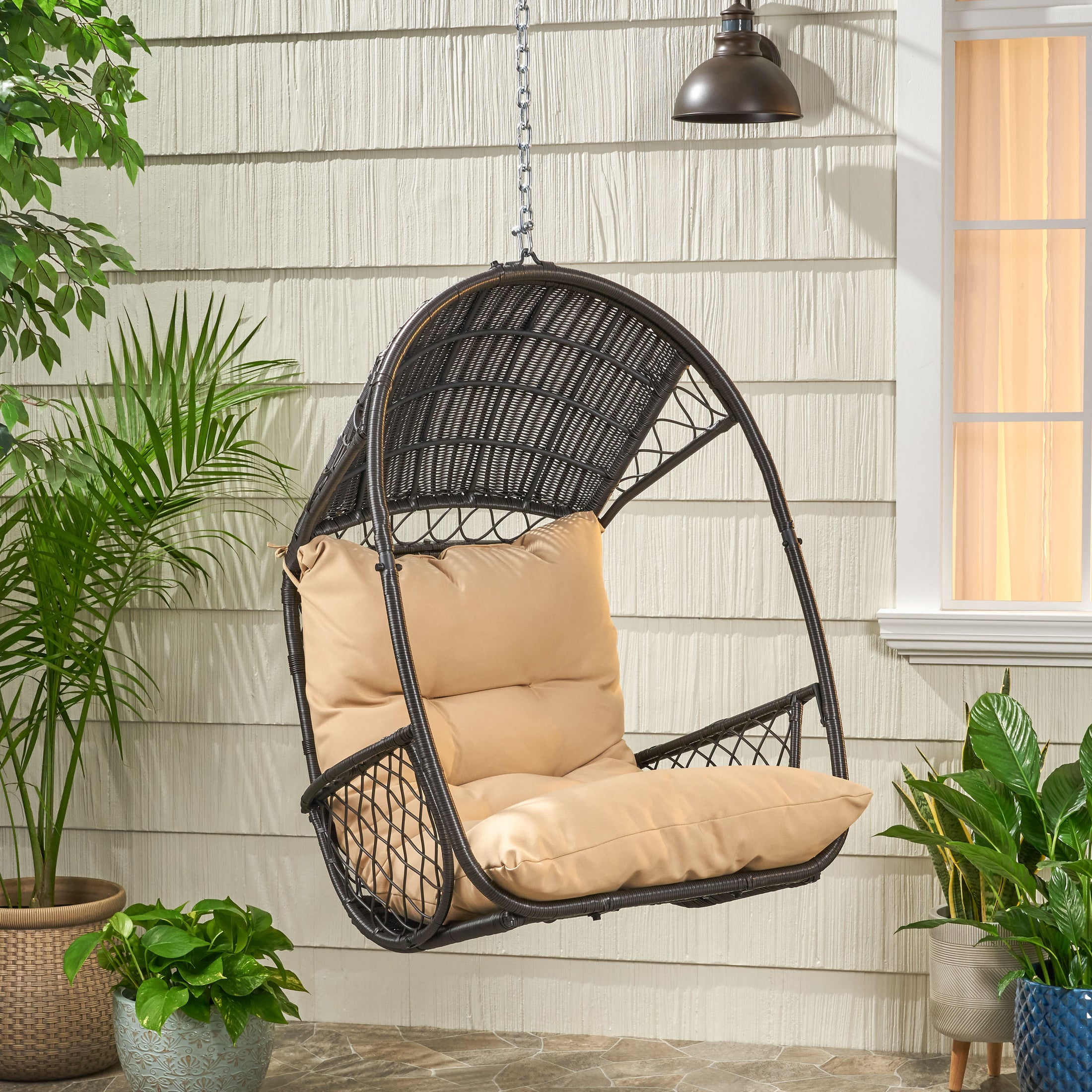 Primo Wicker Hanging Basket Chair (No Stand) GDFStudio