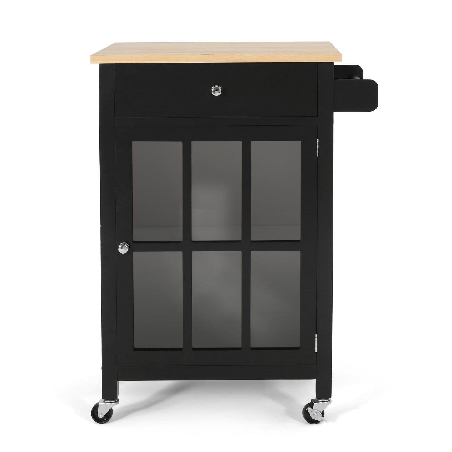 Medway Contemporary Glass Paneled Kitchen Cart