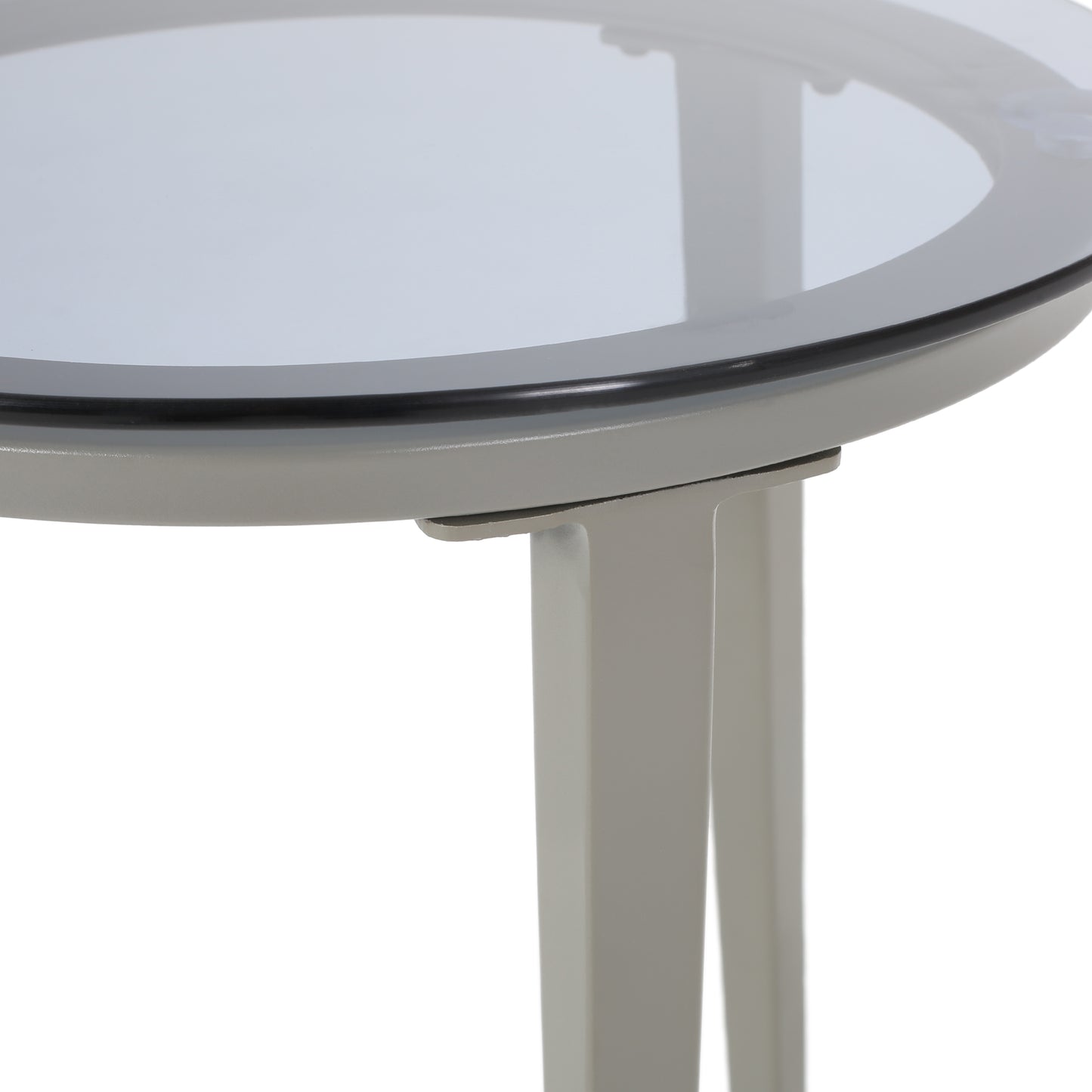 Kalyiah Outdoor Modern Side Table with Tempered Glass Top