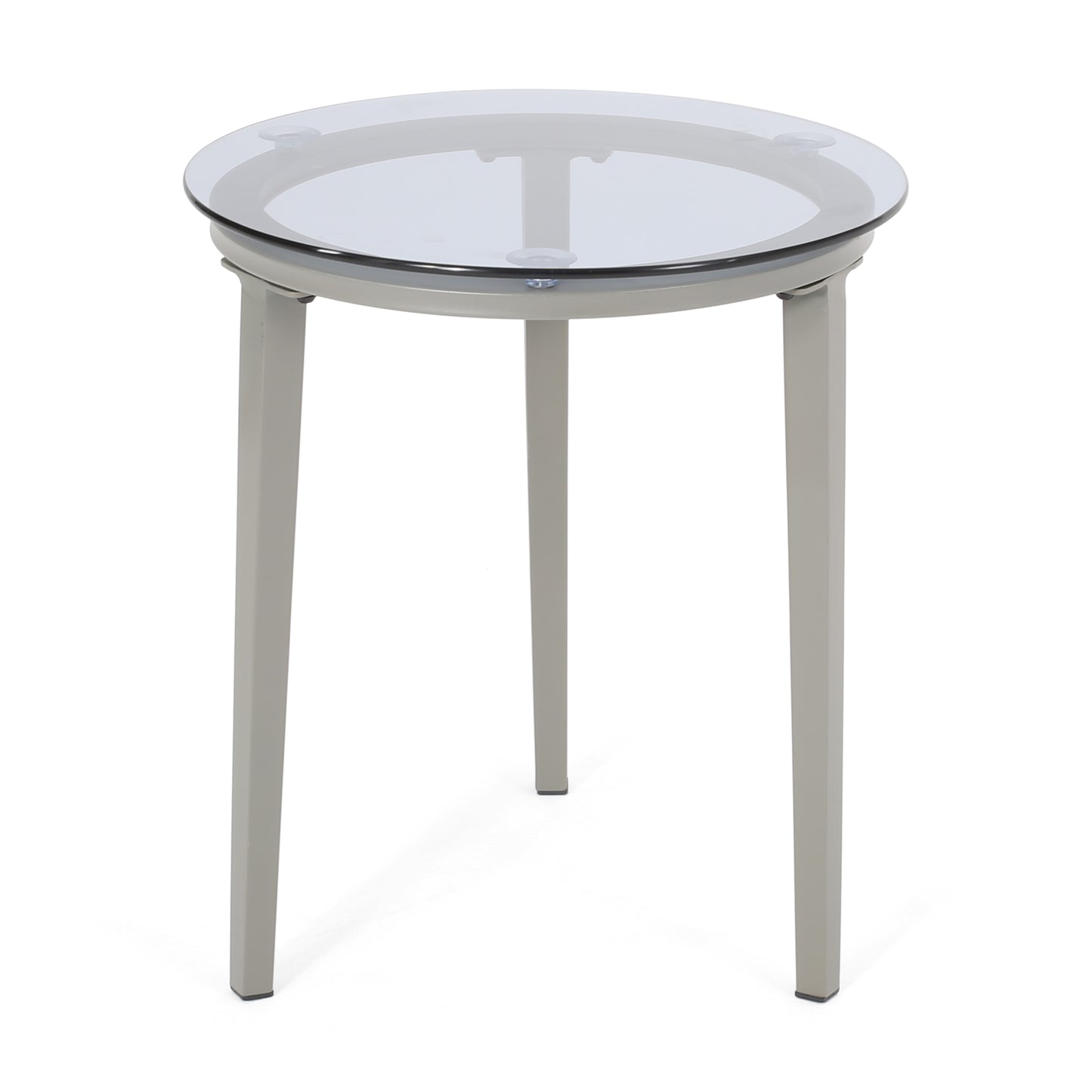 Kalyiah Outdoor Modern Side Table with Tempered Glass Top