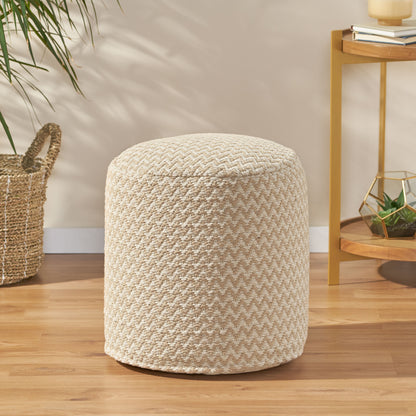 Quincee Boho Fabric Cylinder Pouf