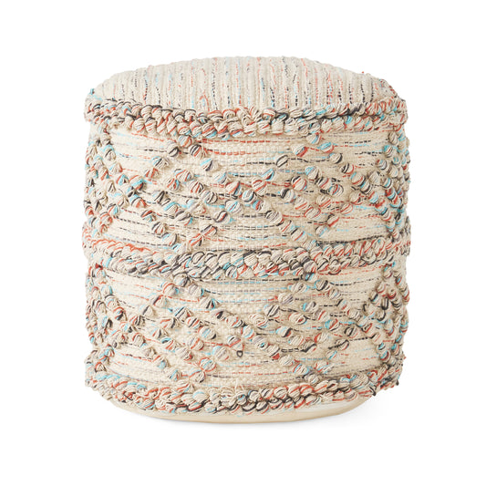 Mikai Boho Fabric Cylinder Pouf