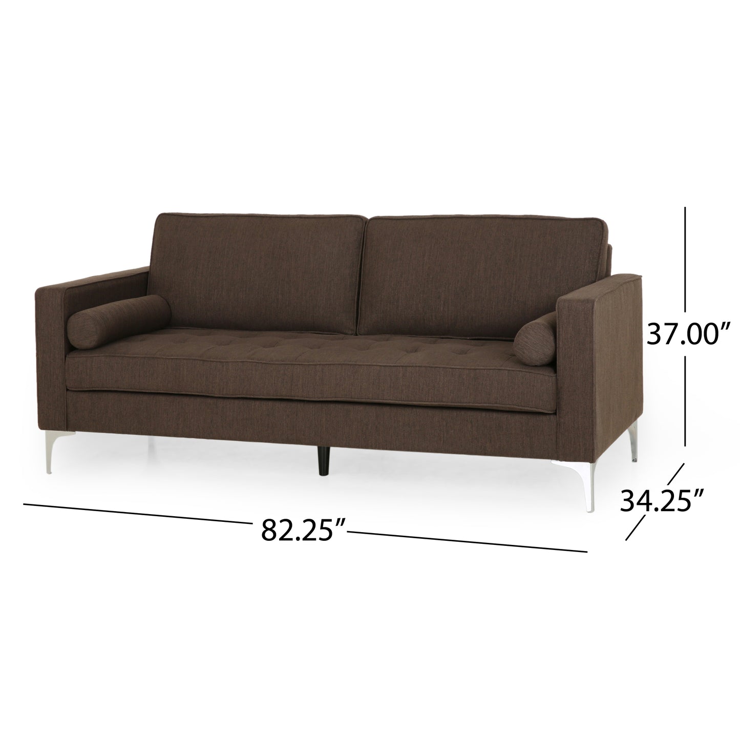 Divith Contemporary Tufted Fabric 3 Seater Sofa