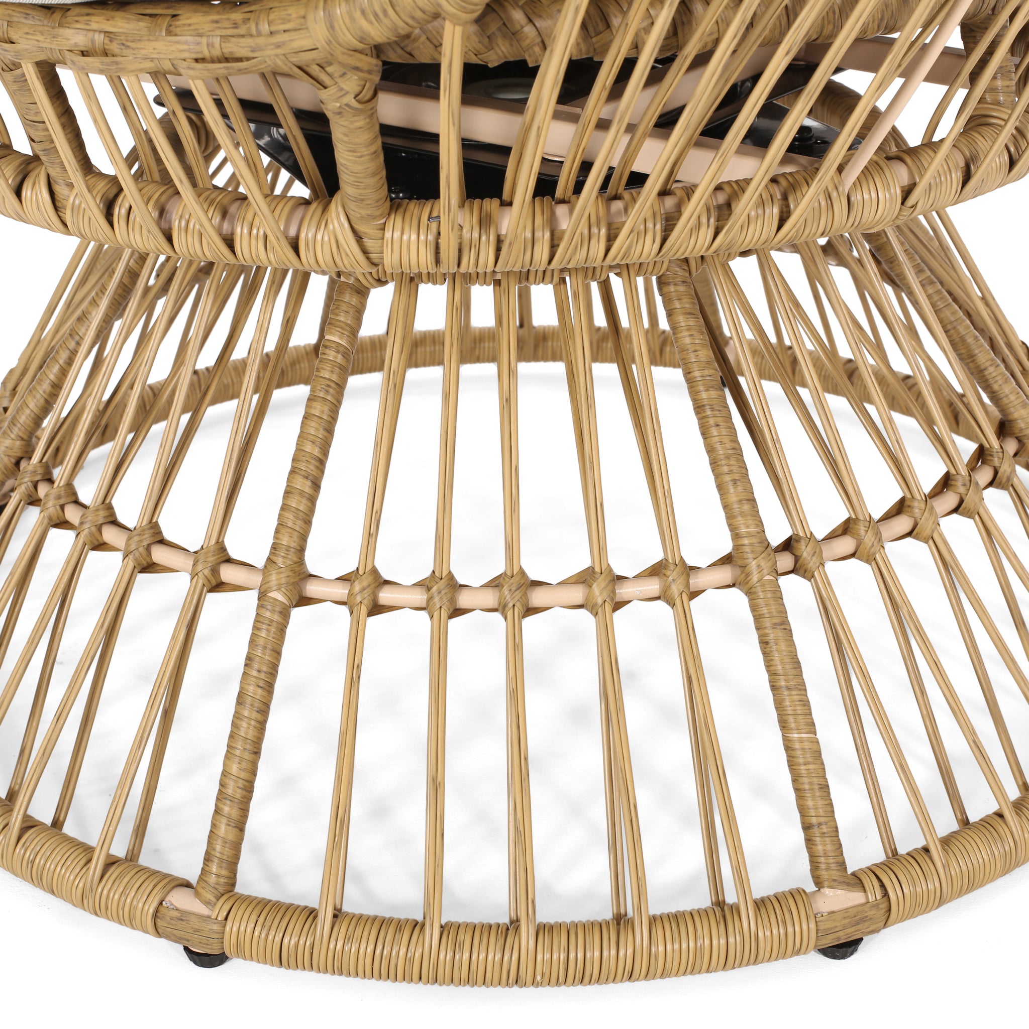 Aceson Outdoor Freestanding Wicker Swivel Egg Chair GDFStudio