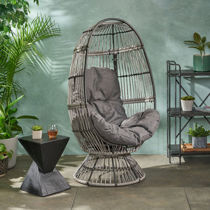 Aceson Outdoor Freestanding Wicker Swivel Egg Chair